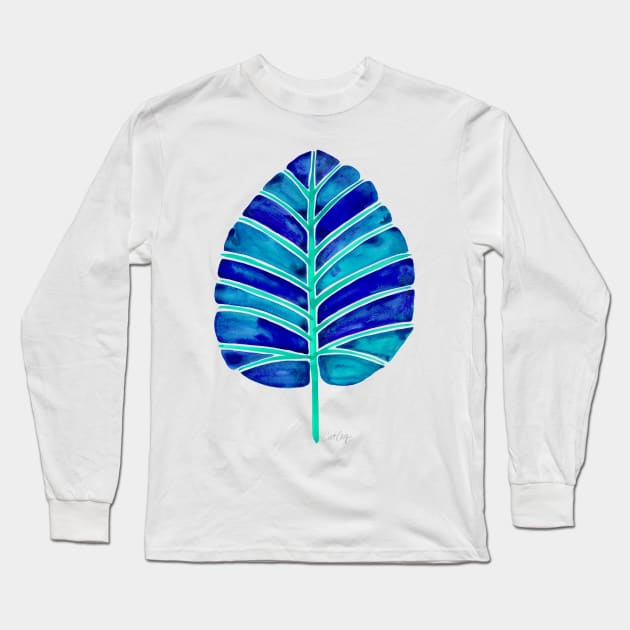 Blue Alocasia Long Sleeve T-Shirt by CatCoq